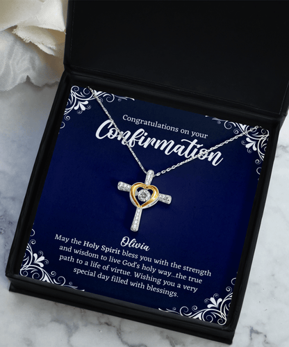 Confirmation Cross Necklace - Personalized Confirmation Gifts for Daughter, Niece, Teen Girls, Women - Confirmation Jewelry - Catholic Gift Necklace