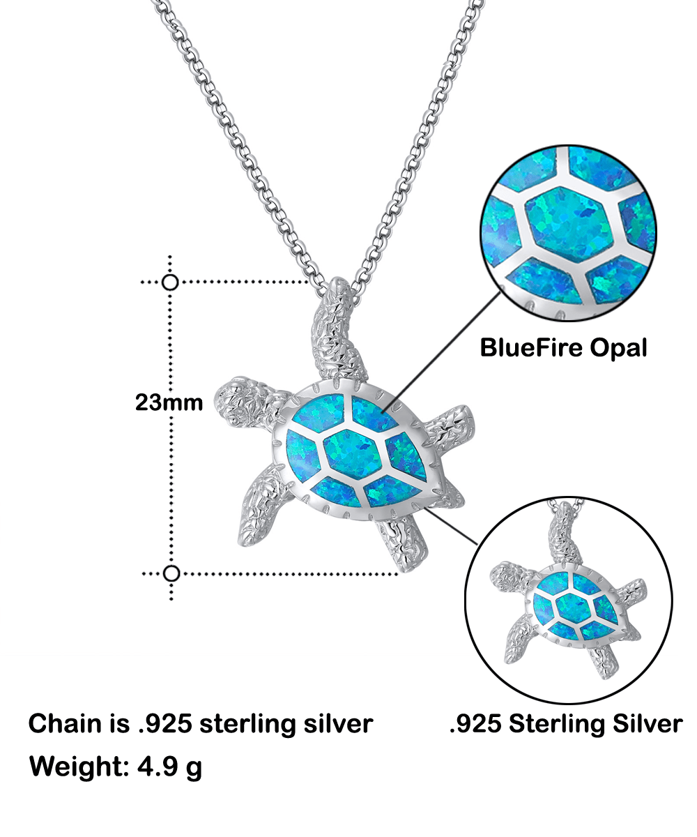 To My Unbiological Sister Opal Sea Turtle Necklace - Gift for Mothers Day, Birthday, Wedding, Christmas - Gift for Stepsister, Sister-in-Law