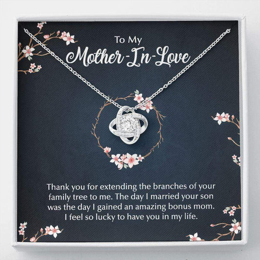 Mother-In-Love Love Knot Necklace from Daughter-In-Law for Mother's Day, Birthday, Christmas Standard Box