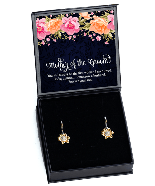 Mother of the Groom Gifts - Forever Your Son - Sunflower Earrings for Wedding - Jewelry Gift for Mom on Wedding Day