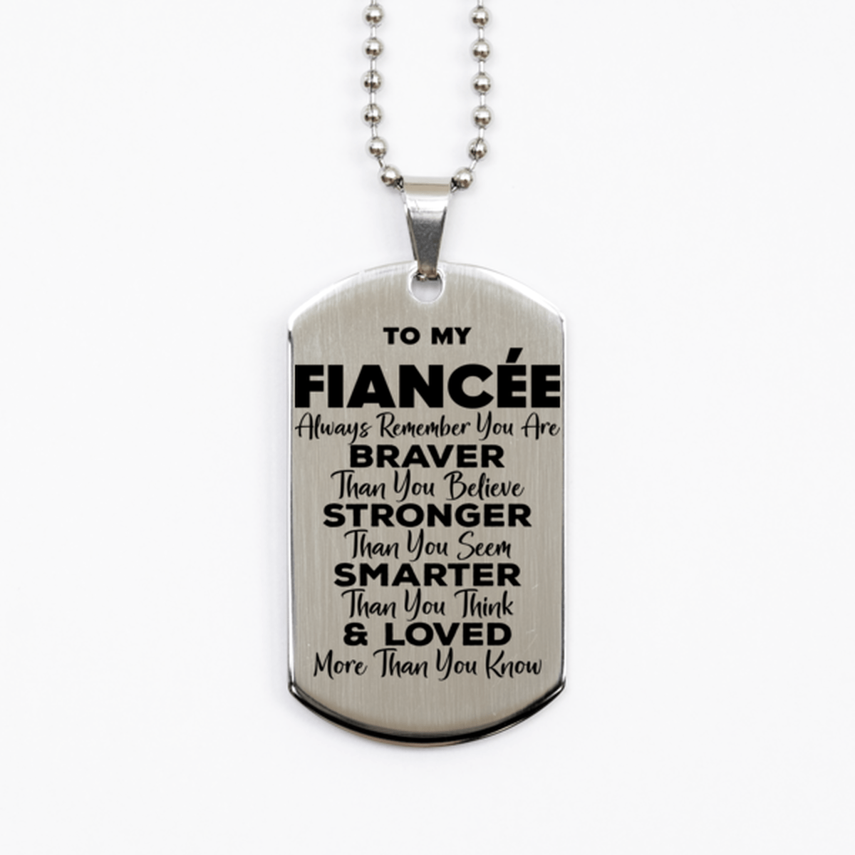 Motivational Fiancee Silver Dog Tag Necklace