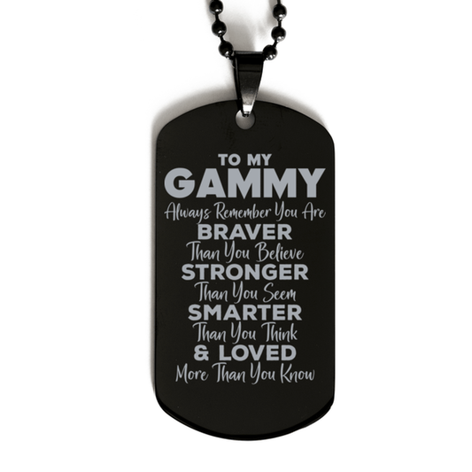 Motivational Gammy Black Dog Tag Necklace, Gammy Always Remember You Are Braver Than You Believe, Best Birthday Gifts for Gammy