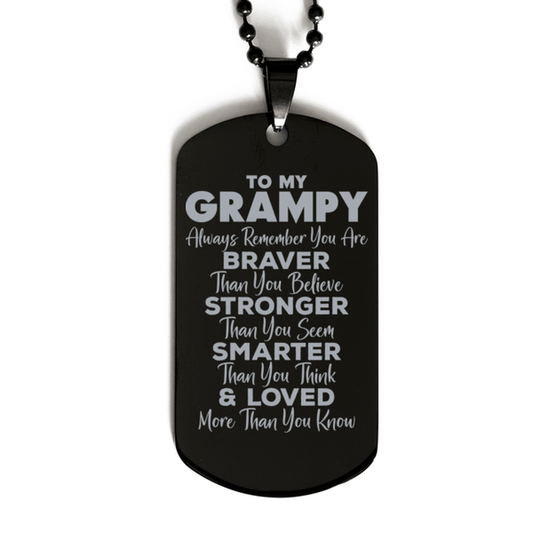 Motivational Grampy Black Dog Tag Necklace, Grampy Always Remember You Are Braver Than You Believe, Best Birthday Gifts for Grampy