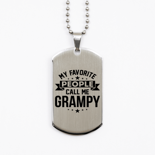 My Favorite People Call Me Grampy, Funny Grampy Silver Dog Tag Necklace, Best Birthday Gifts for Grampy