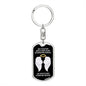 My Foster Brother Is My Guardian Angel Dog Tag Keychain - Watches Over My Back - Memorial Gift, Loss of Foster Brother Death, Sympathy Gift Dog Tag with Swivel Keychain (Steel) / No