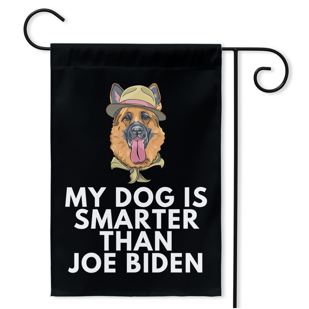 My German Shepherd Is Smarter Than Joe Biden (Yard Flags) Funny Gift For Anti Biden, Biden Sucks, Republican Dog Lover 18.325x27 inch