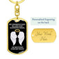 My Grandfather-in-Law Is My Guardian Angel Dog Tag Keychain - Watches Over My Back - Memorial Gift, Loss, Death, Sympathy Gift Dog Tag with Swivel Keychain (Gold) / Yes