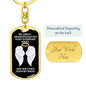 My Great-Granddaughter Is My Guardian Angel Dog Tag Keychain - Watches Over My Back - Memorial Gift, Loss, Death, Sympathy Gift Dog Tag with Swivel Keychain (Gold) / Yes