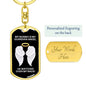 My Nonno Is My Guardian Angel Dog Tag Keychain - Watches Over My Back - Loss of Nonno, Memorial Gift, Nonno Death, Sympathy Gift Dog Tag with Swivel Keychain (Gold) / Yes