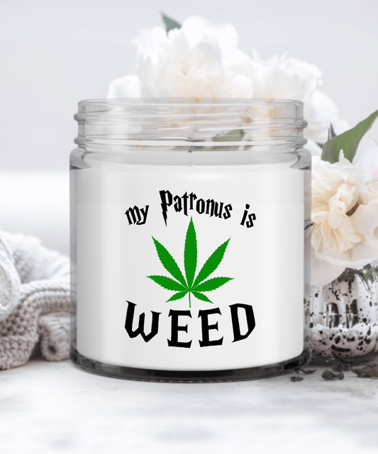My Patronus Is Weed, Funny Marijuana Candles for Friends, Funny Weed Gift Candle