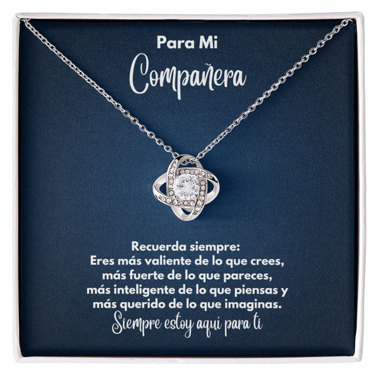 Para Mi Compañera Collar - To My Partner en Español - Recuerda Siempre - Graduación Motivacional, Boda o Regalo de Cumpleaños 14K White Gold Finish / Standard Box