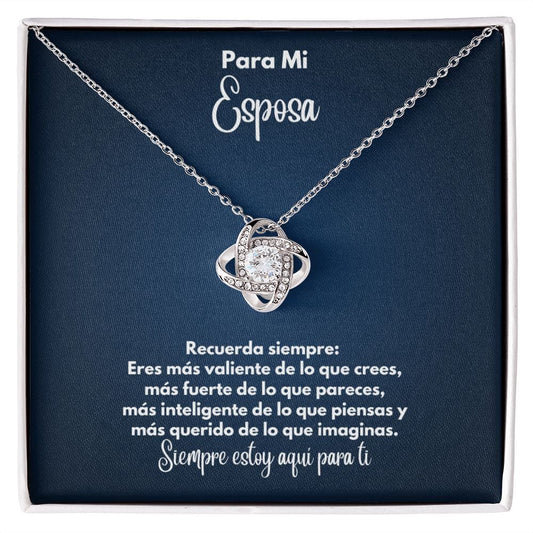 Para Mi Esposa Collar - To My Wife en Español - Recuerda Siempre - Graduación Motivacional, Boda o Regalo de Cumpleaños 14K White Gold Finish / Standard Box