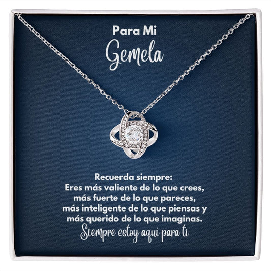 Para Mi Gemela Collar - To My Twin en Español - Recuerda Siempre - Graduación Motivacional, Boda o Regalo de Cumpleaños 14K White Gold Finish / Standard Box