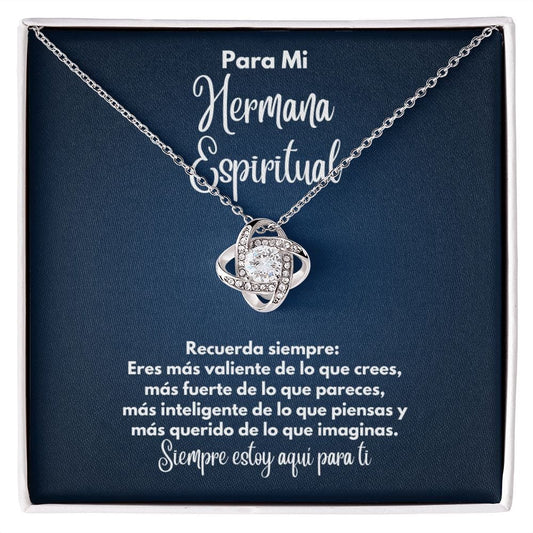 Para Mi Hermana Espiritual Collar - To My Godsister en Español - Recuerda Siempre - Graduación Motivacional, Boda o Regalo de Cumpleaños 14K White Gold Finish / Standard Box