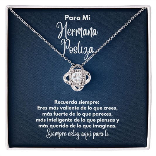 Para Mi Hermana Postiza Collar - To My Bonus Sister en Español - Recuerda Siempre - Graduación Motivacional, Boda o Regalo de Cumpleaños 14K White Gold Finish / Standard Box