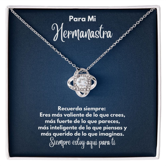 Para Mi Hermanastra Collar - To My Stepsister en Español - Recuerda Siempre - Graduación Motivacional, Boda o Regalo de Cumpleaños 14K White Gold Finish / Standard Box