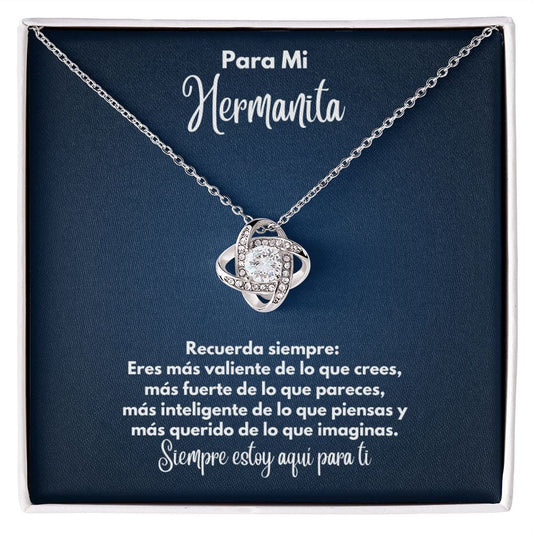 Para Mi Hermanita Collar - To My Little Sister en Español - Recuerda Siempre - Graduación Motivacional, Boda o Regalo de Cumpleaños 14K White Gold Finish / Standard Box