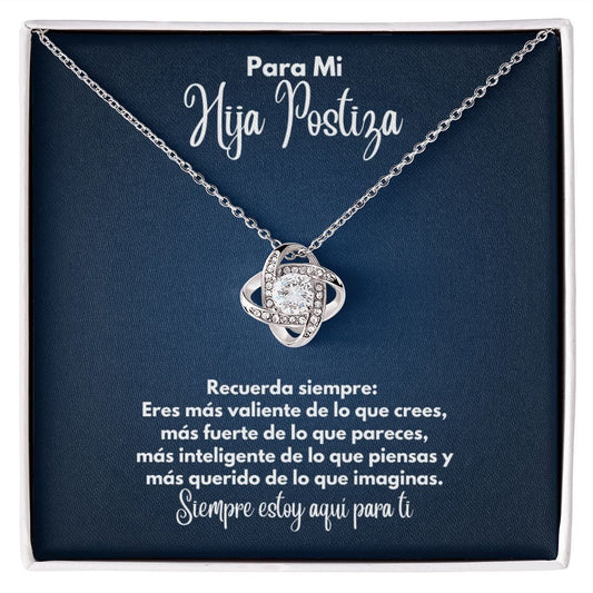 Para Mi Hija Postiza Collar - To My Bonus Daughter en Español - Recuerda Siempre - Graduación Motivacional, Boda o Regalo de Cumpleaños 14K White Gold Finish / Standard Box