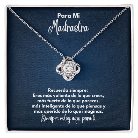 Para Mi Madrastra Collar - To My Stepmother en Español - Recuerda Siempre - Graduación Motivacional, Boda o Regalo de Cumpleaños 14K White Gold Finish / Standard Box