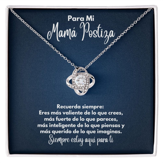 Para Mi Mamá Postiza Collar - To My Bonus Mom en Español - Recuerda Siempre - Graduación Motivacional, Boda o Regalo de Cumpleaños 14K White Gold Finish / Standard Box