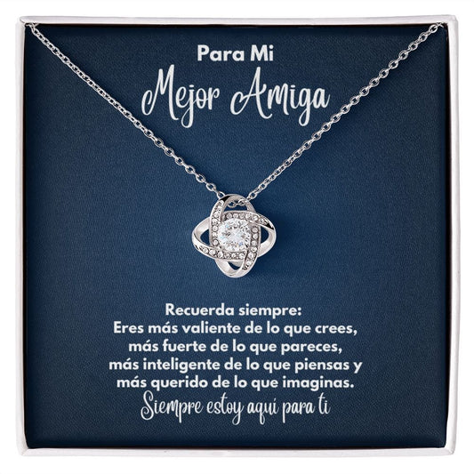 Para Mi Mejor Amiga Collar - To My Best Friend en Español - Recuerda Siempre - Graduación Motivacional, Boda o Regalo de Cumpleaños 14K White Gold Finish / Standard Box