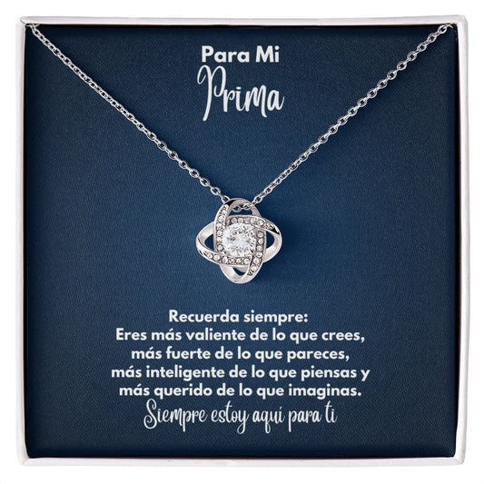 Para Mi Prima Collar - To My Cousin en Español - Recuerda Siempre - Graduación Motivacional, Boda o Regalo de Cumpleaños 14K White Gold Finish / Standard Box