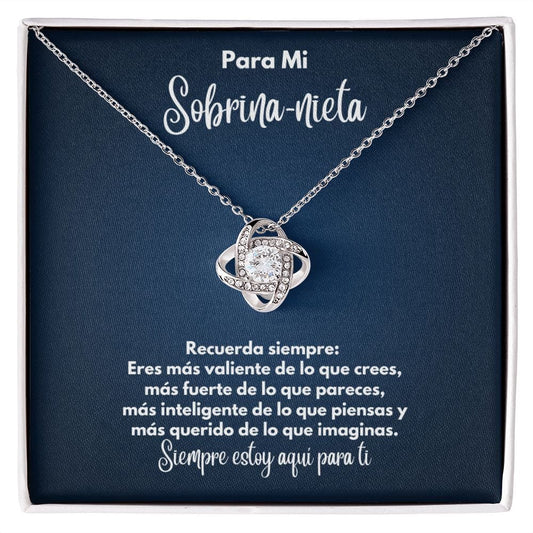 Para Mi Sobrina-nieta Collar - To My Great-niece en Español - Recuerda Siempre - Graduación Motivacional, Boda o Regalo de Cumpleaños 14K White Gold Finish / Standard Box