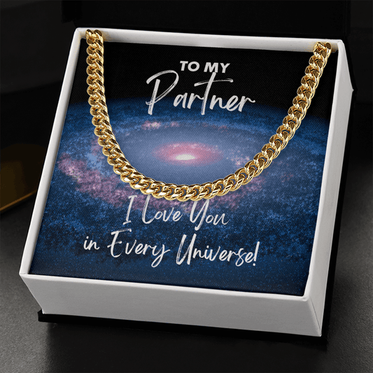 Partner Cuban Link Chain Gift - I Love You In Every Universe Necklace - Jewelry for Doctor Strange Fan