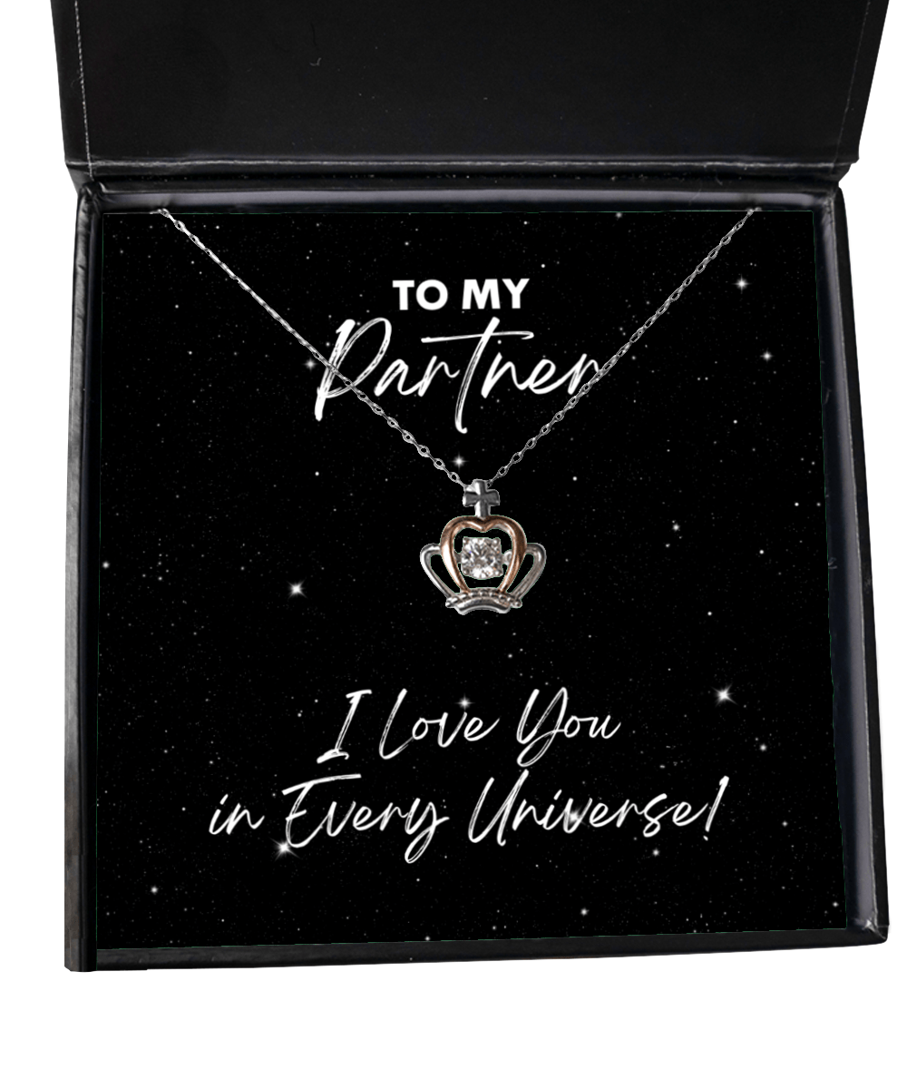 Partner Gift - I Love You In Every Universe - Crown Necklace for Valentine's Day, Birthday, Anniversary, Mother's Day, Christmas - Jewelry Gift for Comic Book Partner