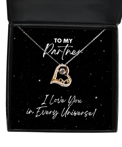 Partner Gift - I Love You In Every Universe - Love Dancing Heart Necklace for Valentine's Day, Birthday, Anniversary, Mother's Day, Christmas - Jewelry Gift for Comic Book Partner