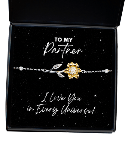 Partner Gift - I Love You In Every Universe - Sunflower Bracelet for Valentine's Day, Birthday, Anniversary, Mother's Day, Christmas - Jewelry Gift for Comic Book Partner