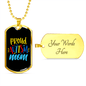 Proud Autism Mom - Autism Awareness Dog Tag Necklace Military Chain (Gold) / Yes