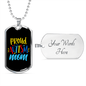 Proud Autism Mom - Autism Awareness Dog Tag Necklace Military Chain (Silver) / Yes