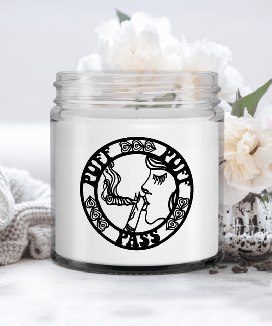 Puff Puff Pass, Funny Marijuana Candles for Friends, Funny Weed Gift for Her Candle
