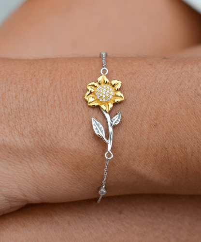 Sister Gifts - Just Breathe - Sunflower Bracelet for Encouragement, Motivation - Jewelry Gift for Sister