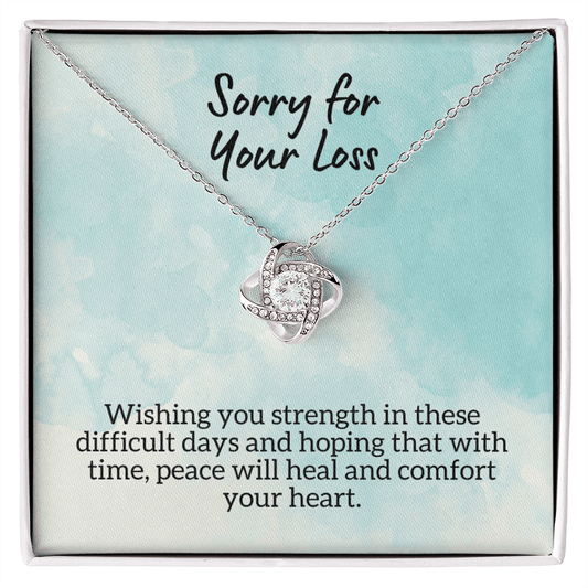 Sorry for Your Loss of Loved One Necklace - Sympathy Bereavement Condolence Gift - In Loving Memory - Remembrance Memorial Grief Jewelry 14K White Gold Finish / Standard Box