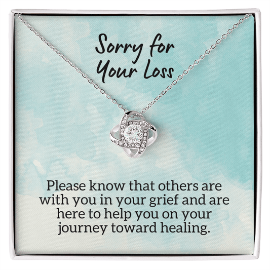 Sorry for Your Loss of Loved One Necklace - Sympathy Bereavement Condolence Gift - In Loving Memory - Remembrance Memorial Grief Jewelry 14K White Gold Finish / Standard Box