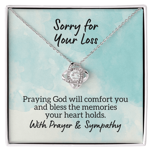 Sorry for Your Loss of Loved One Necklace - Sympathy Bereavement Condolence Gift - In Loving Memory - Remembrance Memorial Grief Jewelry 14K White Gold Finish / Standard Box