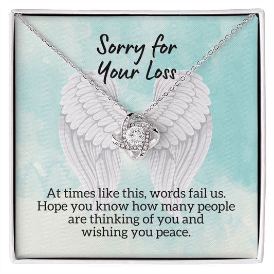 Sorry for Your Loss of Loved One Necklace - Sympathy Bereavement Condolence Gift - In Loving Memory - Remembrance Memorial Grief Jewelry 14K White Gold Finish / Standard Box