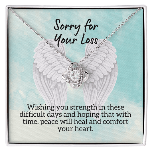 Sorry for Your Loss of Loved One Necklace - Sympathy Bereavement Condolence Gift - In Loving Memory - Remembrance Memorial Grief Jewelry 14K White Gold Finish / Standard Box