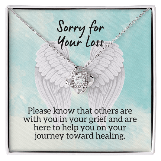 Sorry for Your Loss of Loved One Necklace - Sympathy Bereavement Condolence Gift - In Loving Memory - Remembrance Memorial Grief Jewelry 14K White Gold Finish / Standard Box
