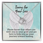 Sorry for Your Loss of Loved One Necklace - Sympathy Bereavement Condolence Gift - In Loving Memory - Remembrance Memorial Grief Jewelry 14K White Gold Finish / Standard Box