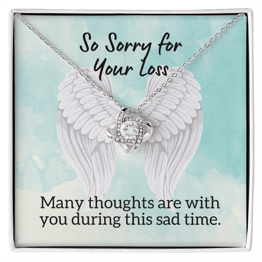 Sorry for Your Loss of Loved One Necklace - Sympathy Bereavement Condolence Gift - In Loving Memory - Remembrance Memorial Grief Jewelry 14K White Gold Finish / Standard Box