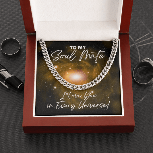 Soul Mate Cuban Link Chain Gift - I Love You In Every Universe Jewelry - Necklace for Doctor Strange Fan Soulmate
