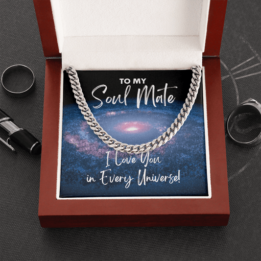 Soul Mate Cuban Link Chain Gift - I Love You In Every Universe Necklace - Jewelry for Doctor Strange Fan Soulmate