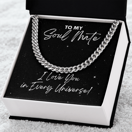 Soul Mate Cuban Link Chain Necklace - I Love You In Every Universe Gift - Jewelry for Doctor Strange Fan Soulmate