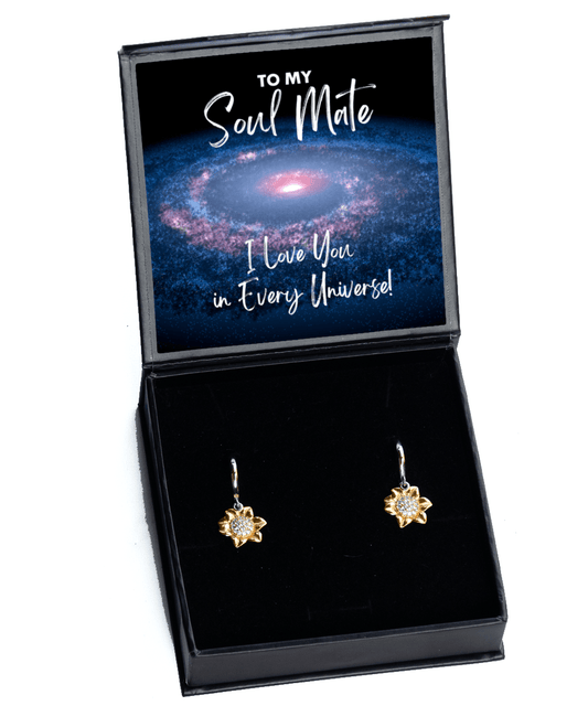 Soul Mate Gift - I Love You In Every Universe - Sunflower Earrings for Anniversary, Valentine's Day, Birthday, Mother's Day, Christmas - Jewelry Gift for Comic Book Soulmate