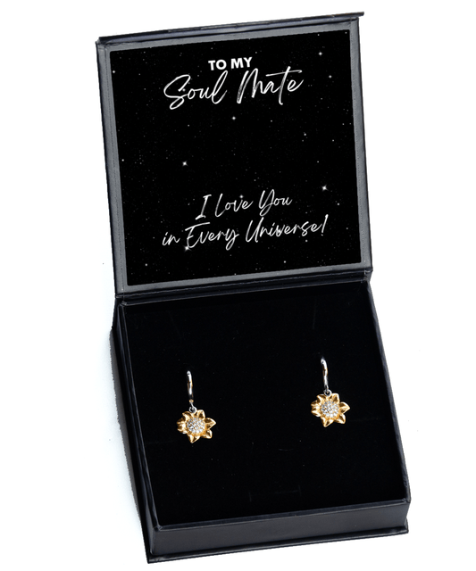 Soul Mate Gift - I Love You In Every Universe - Sunflower Earrings for Birthday, Anniversary, Valentine's Day, Mother's Day, Christmas - Jewelry Gift for Comic Book Soulmate