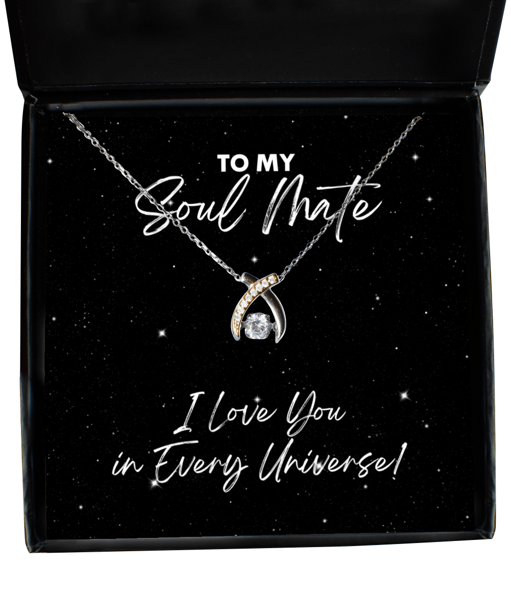 Soul Mate Gift - I Love You In Every Universe - Wishbone Necklace for Birthday, Anniversary, Valentine's Day, Mother's Day, Christmas - Jewelry Gift for Comic Book Soulmate