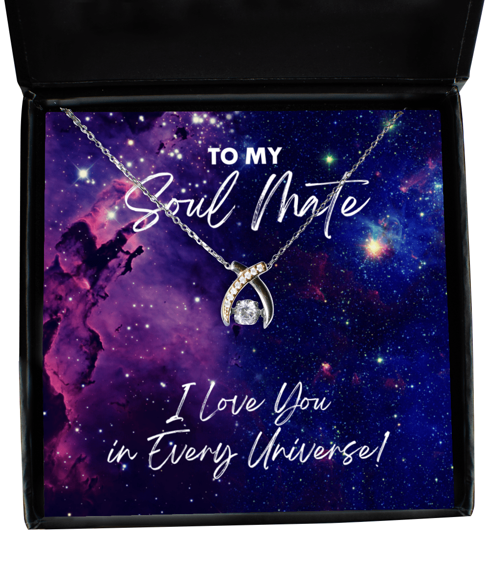 Soul Mate Gift - I Love You In Every Universe - Wishbone Necklace - Jewelry Gift for Comic Book Soulmate
